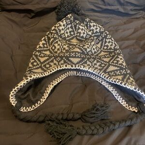 Black and White Knit Earflap Hat